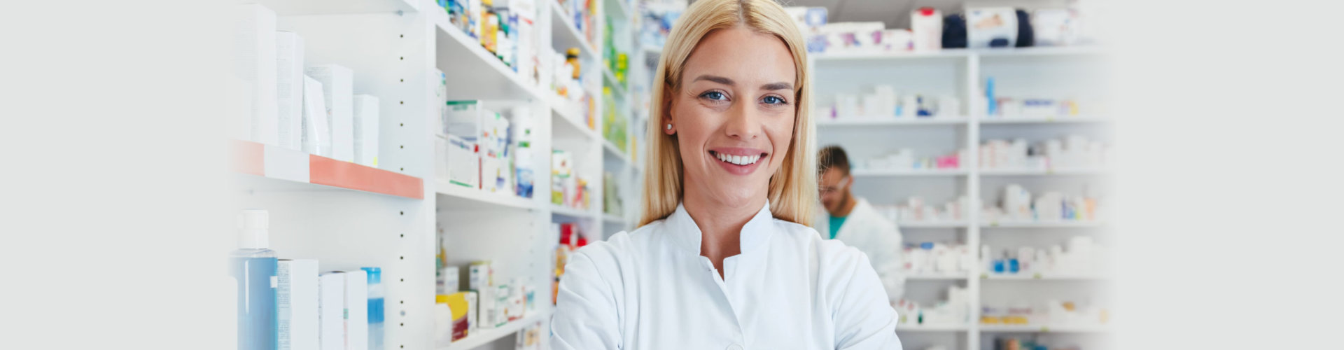 smiling pharmacist chemist woman